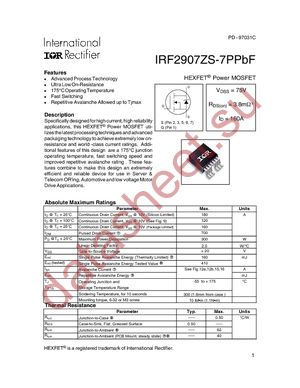 IRF2907ZS-7PPBF datasheet  